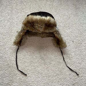 VTG Sz 7.5 Y2K Grunge Fuzzy Tuscan Lamb Skin Fur Hat Suede Brown Made in Italy